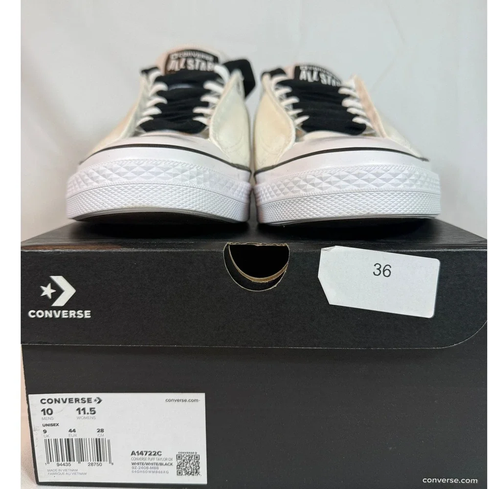 Converse Puff Taylor Ox White Black Low Top Sneakers Mens 10 NWB - Picture 5 of 9